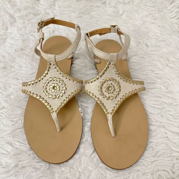 Jack Rogers women’s Maci cream gold classic  slingback Sandals, Flats size ￼7 M‎ - Picture 1 of 7